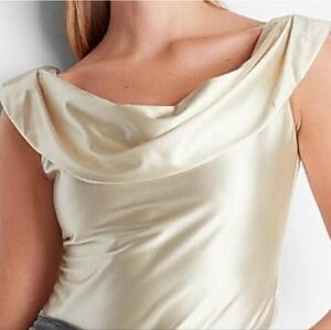 EXPRESS Elegant Cream Satin Bodysuit  Size XL NWT